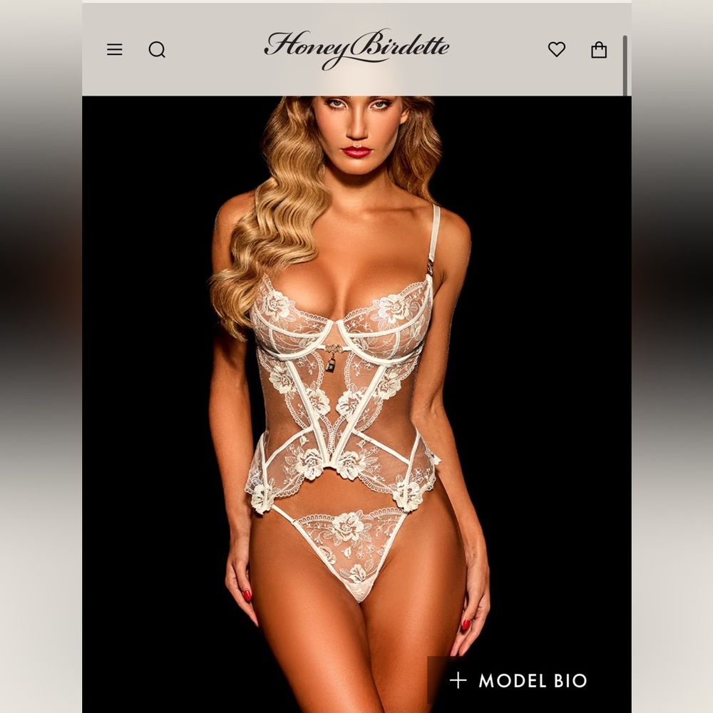 Honey Birdette Lingerie Set. Joules Ivory bustier & Panties